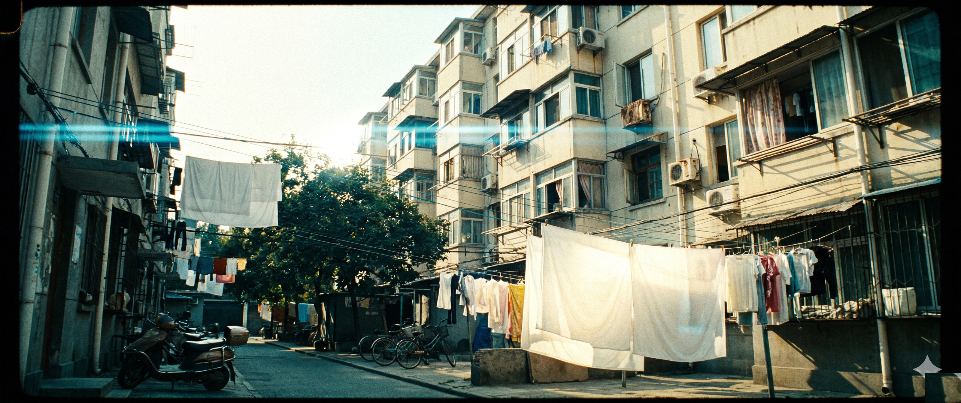 Beijing exterior, anamorphic flare