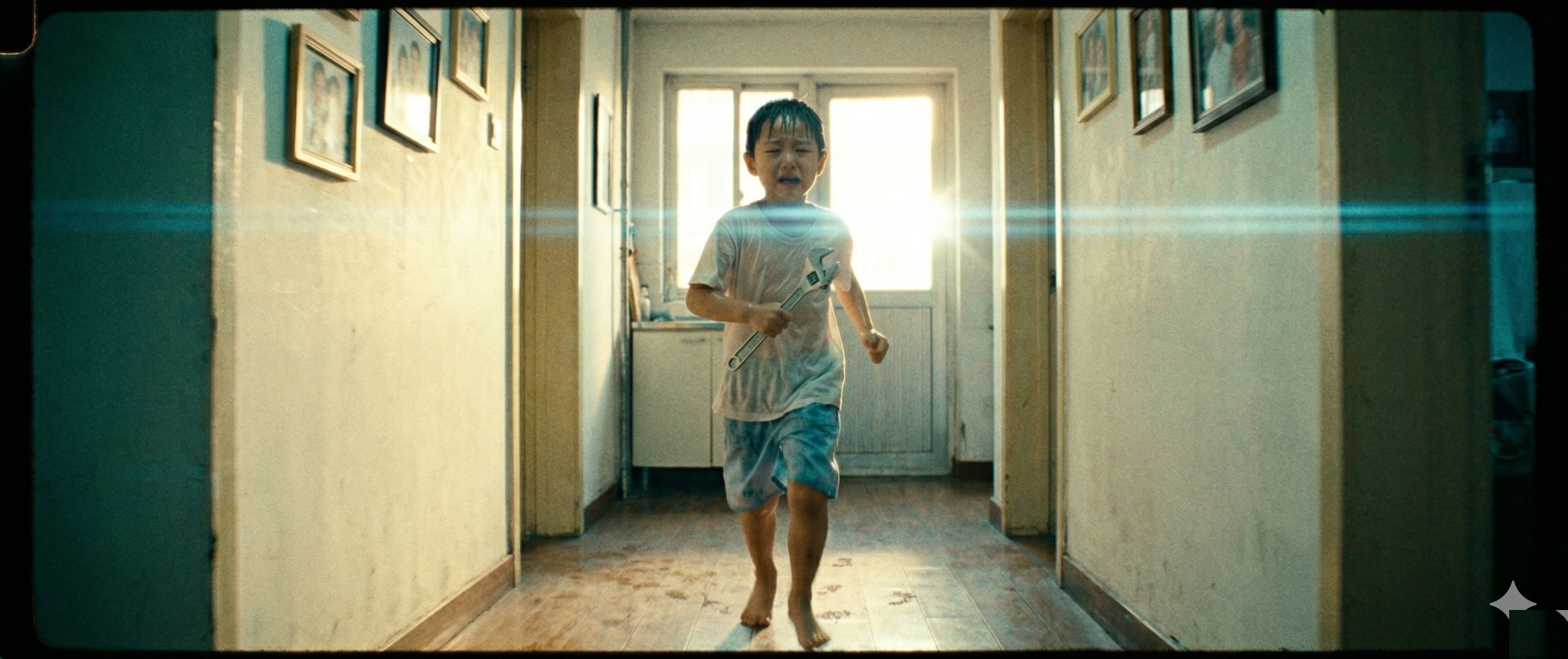 Running, calling for mother