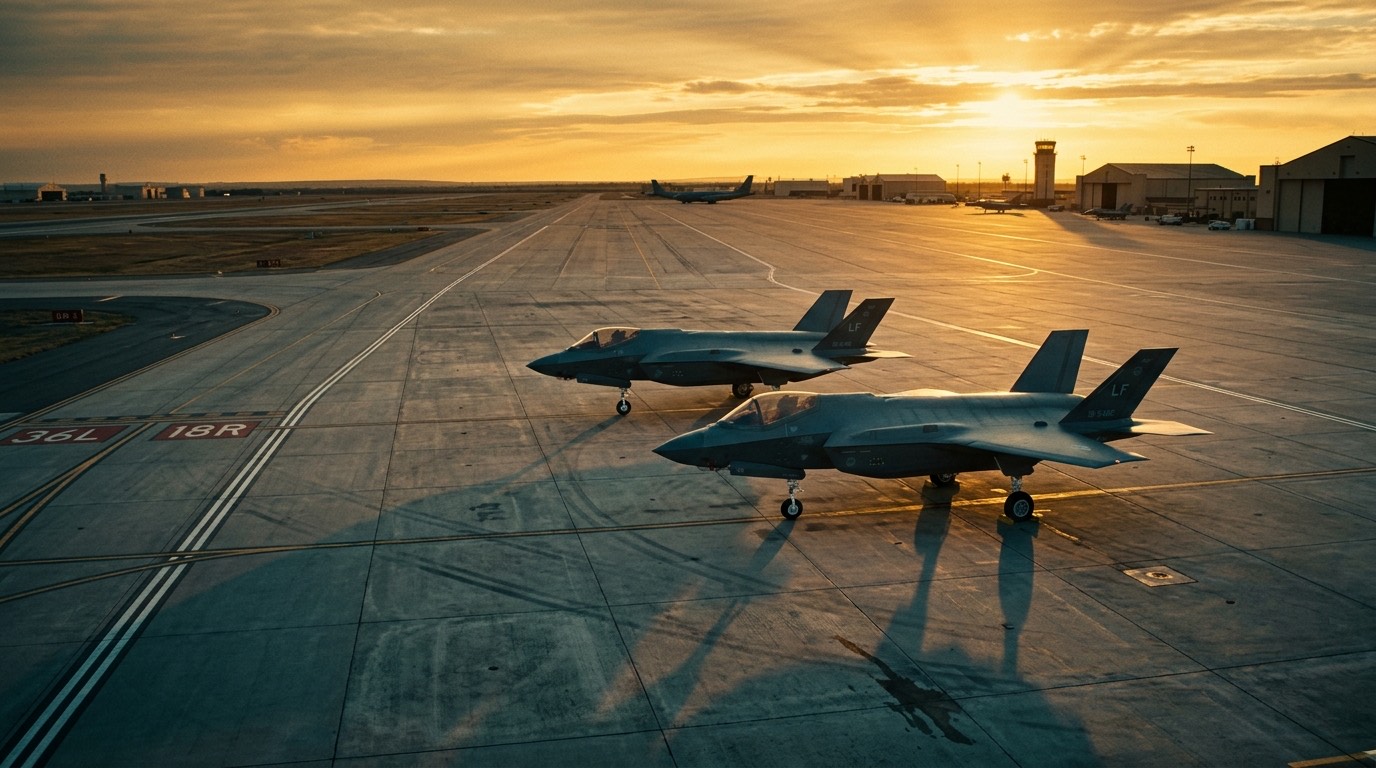 Location — tarmac at sunset