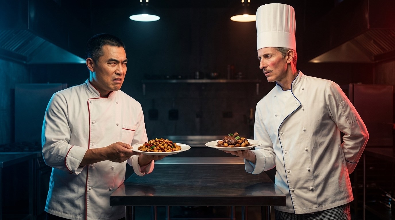 Service window, steam rising