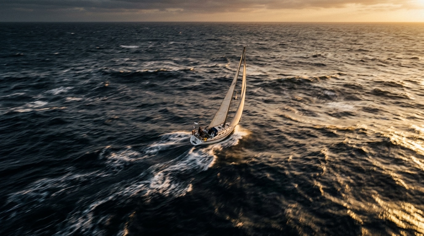 Figure charging through field at dawn