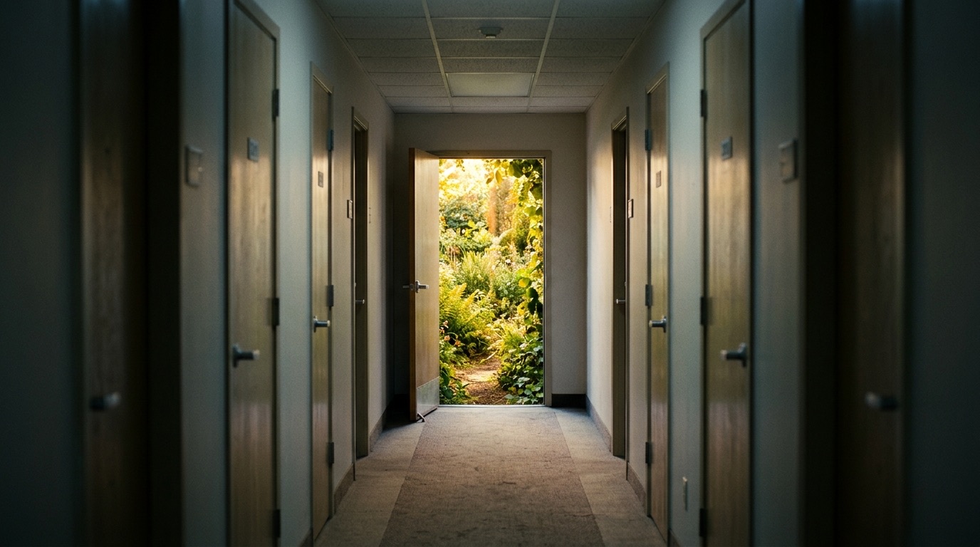 Concrete stairway with light shaft